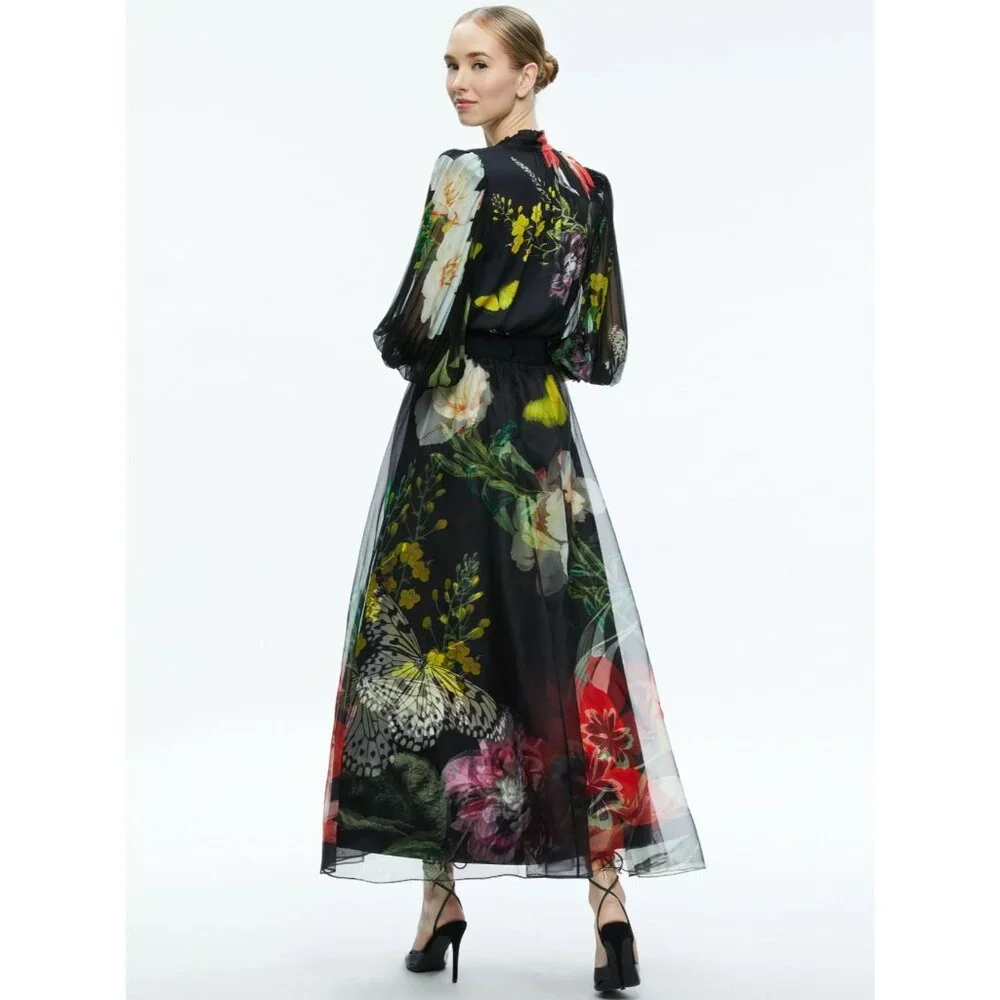 Alice + Olivia Nilda Essential Floral Silk Maxi Skirt 0 - Picture 3 of 12